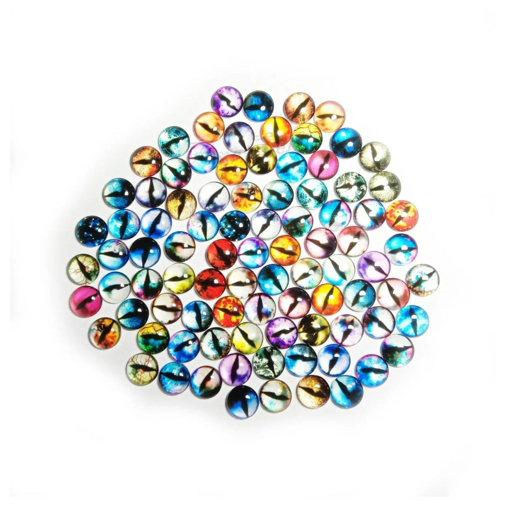 45 Pairs 12mm Cats Eye Glass Cabochons Mixed Flat Back