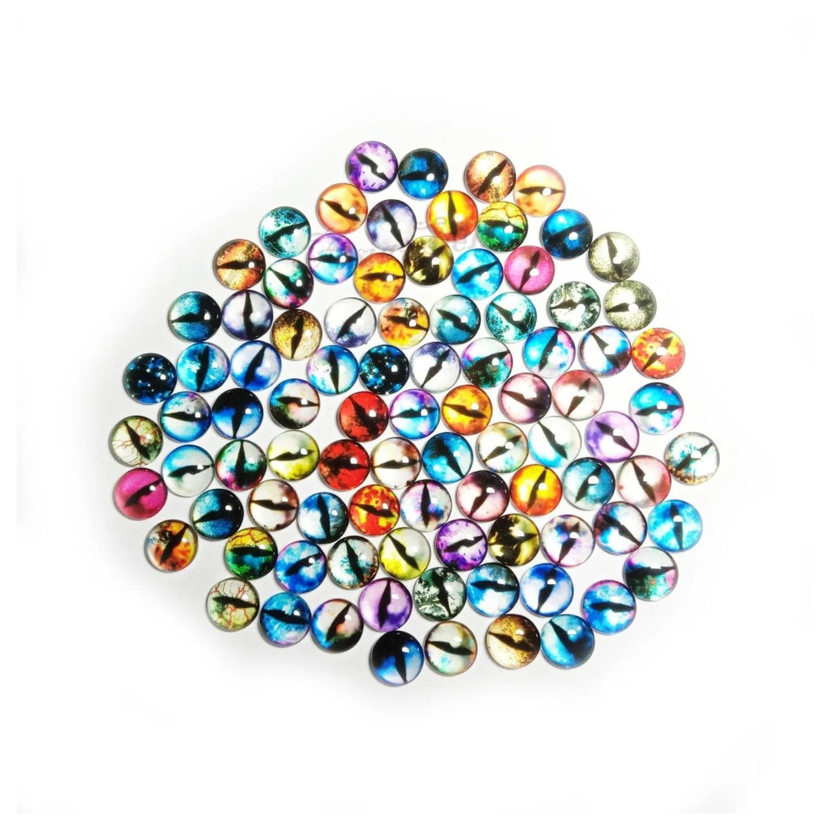 45 Pairs 12mm Cats Eye Glass Cabochons Mixed Flat Back