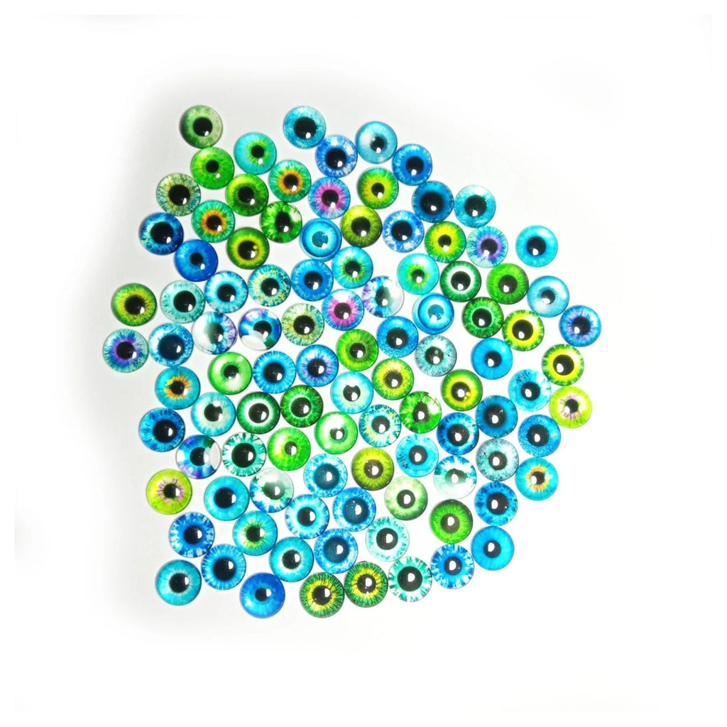 Bright Colourful 12mm Half Dome Glass Cabochons – 45 Pairs Flat Back