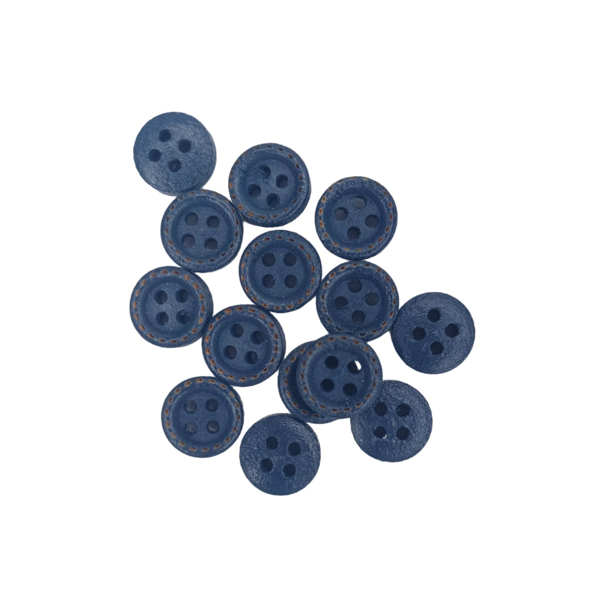 10mm Round Dotted Line Wood Buttons – 25pcs Navy Blue, 200pcs Navy Blue