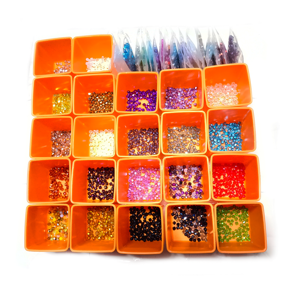 4200pcs 42 Packets 100pcs ea 4mm Bicone Beads Mixed Colours Set