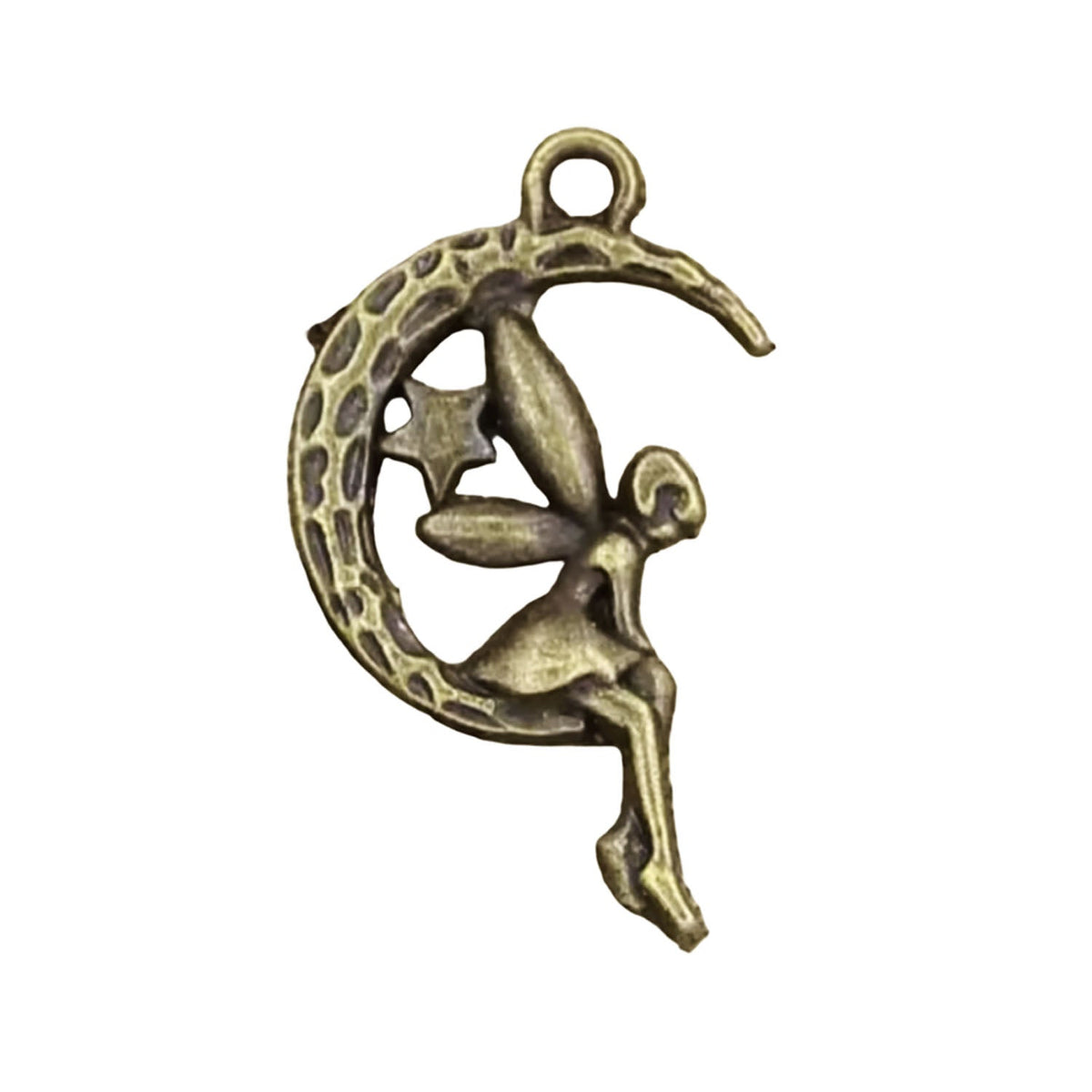 Fairy Angel Moon Star Pendant Charms 25×14mm – 10 or 30 pcs – Bronze Fairy / 10, Bronze Fairy / 30