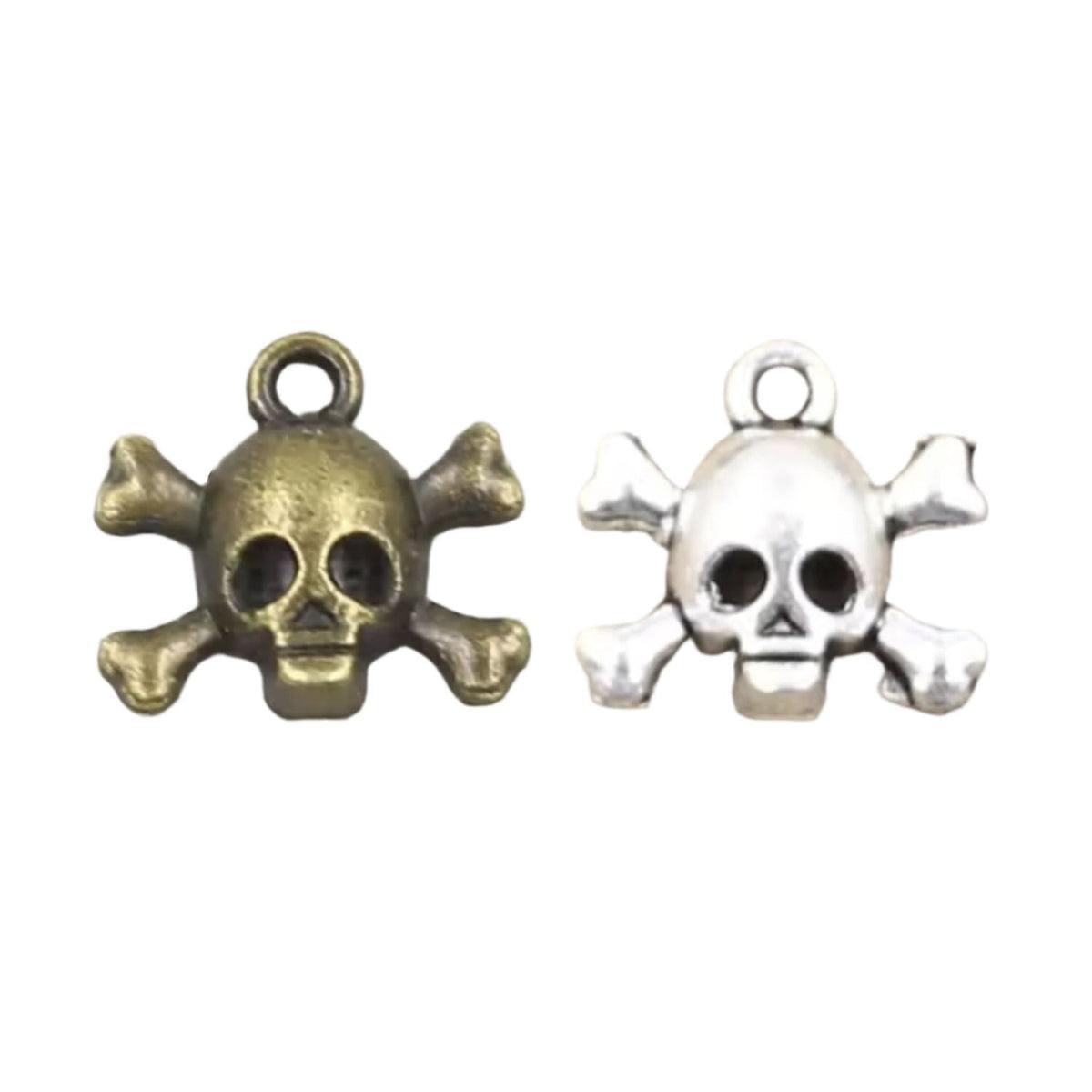 Skull Skeleton Charms 15x14mm Antique Bronze Silver