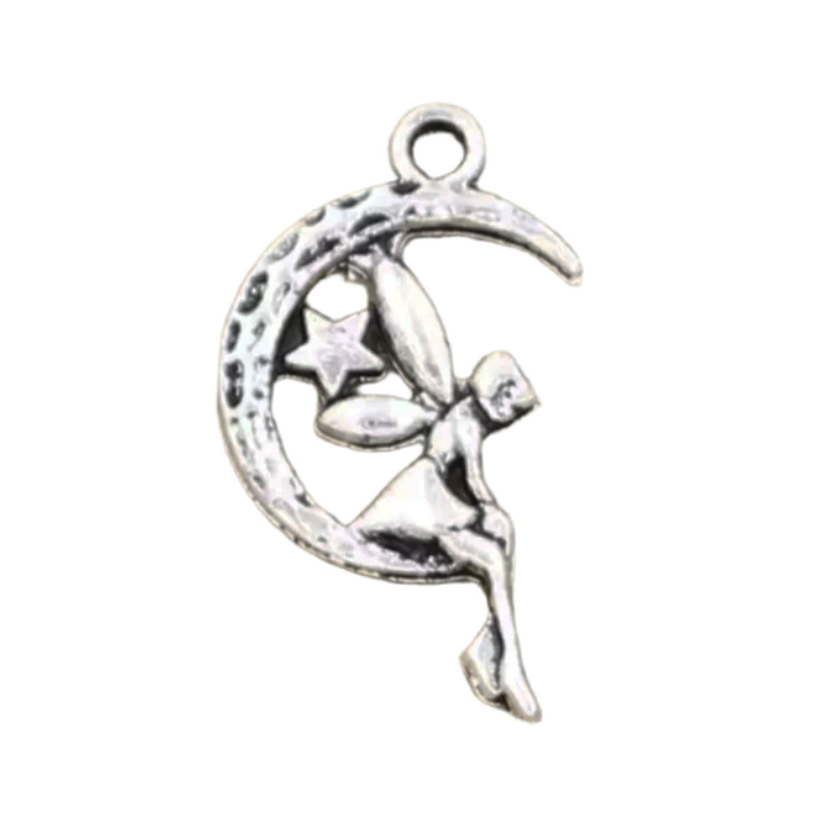 Fairy Angel Moon Star Pendant Charms 25×14mm – 10 or 30 pcs – Silver Fairy 1 / 10, Silver Fairy 1 / 30