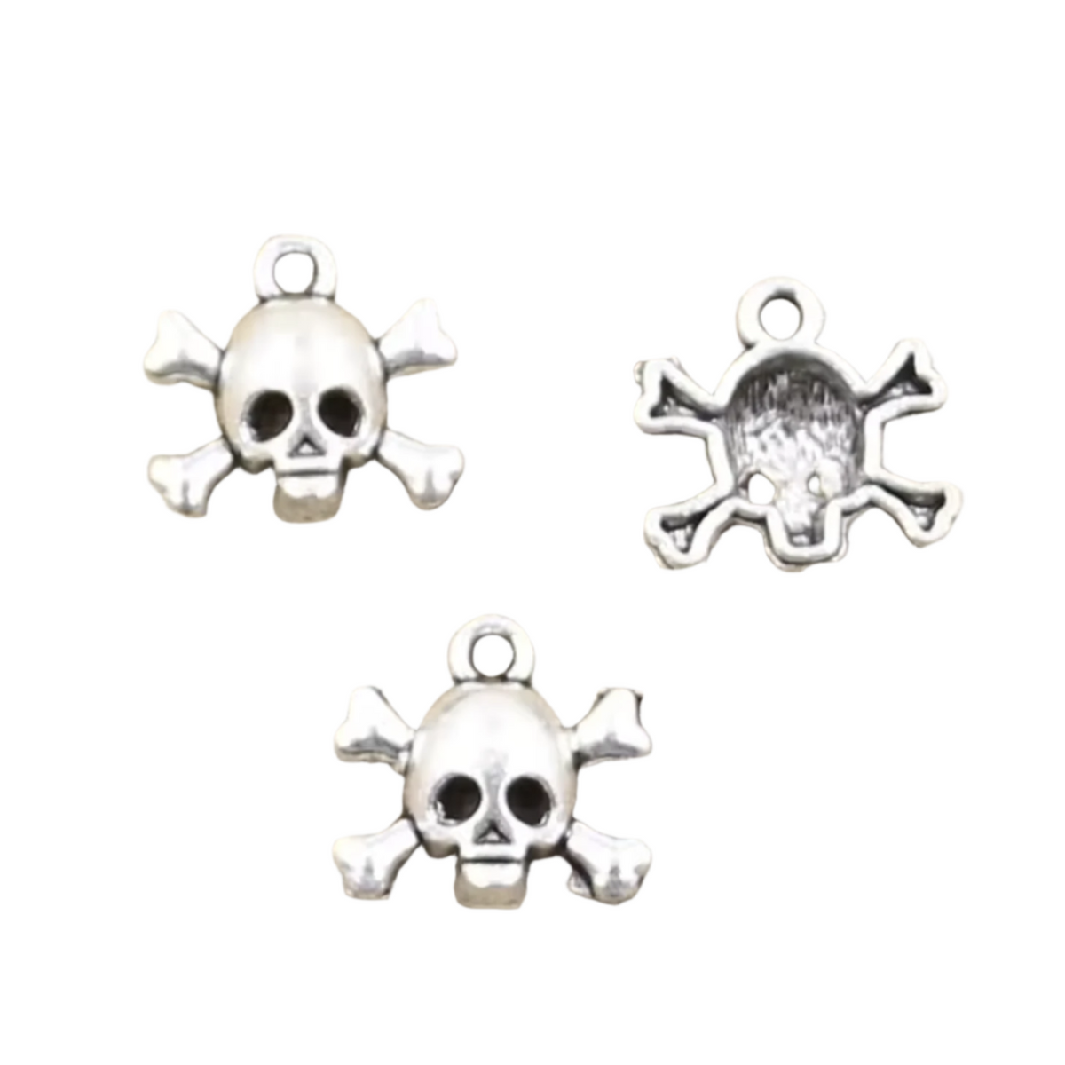 Skull Skeleton Charms 15x14mm Antique Bronze Silver – Silver / 10, Silver / 30