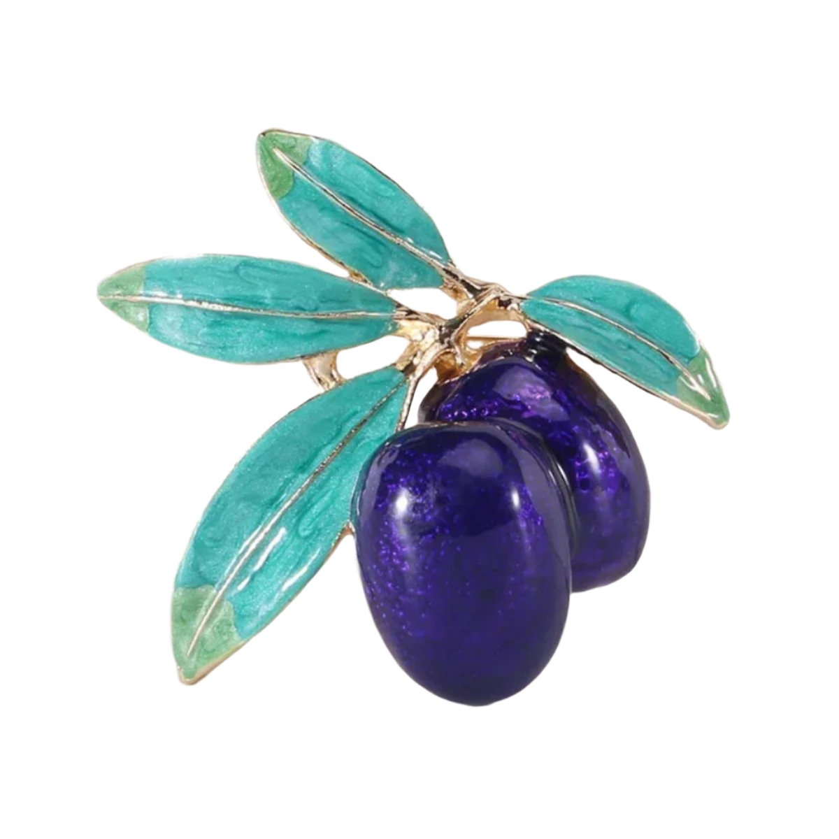 Enamel Olive Branch Brooch Pin Backed 45mm