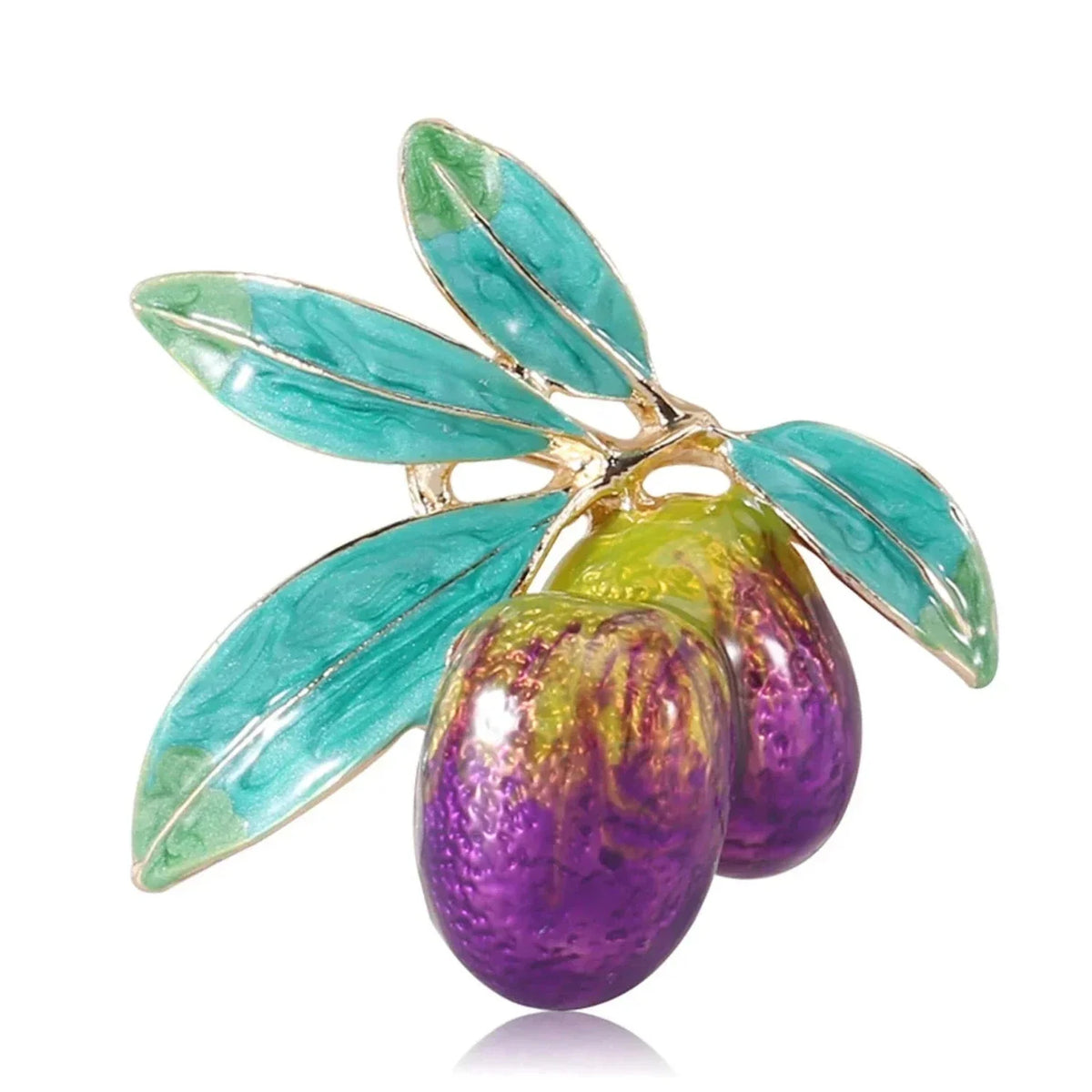 Enamel Olive Branch Brooch Pin Backed 45mm