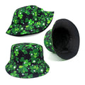 Flower Clover Patterned Double-Sided Bucket Hat – Green