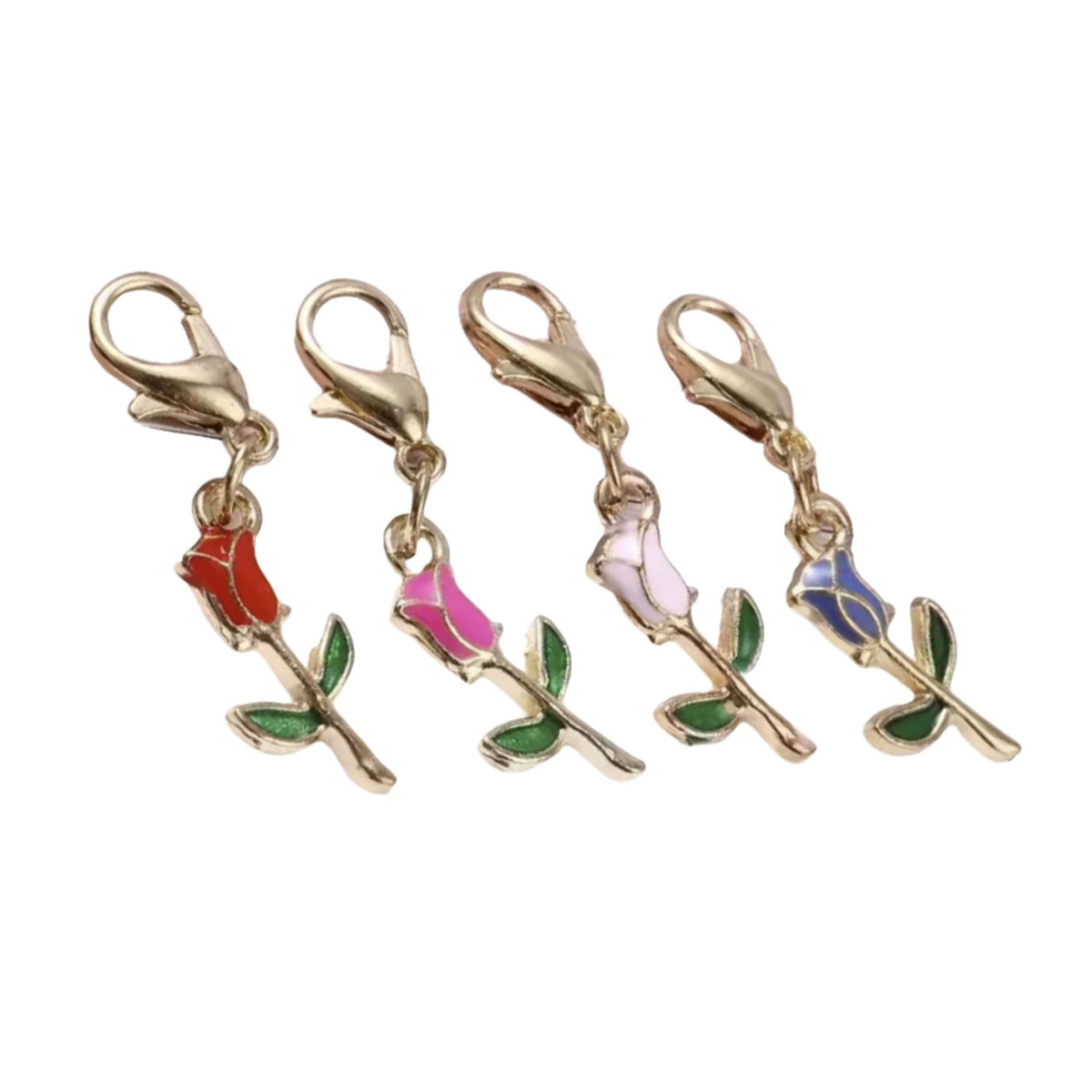 Knitting Stitch Marker Keyrings with Rainbow Enamel Lobster Clasp – Flowers