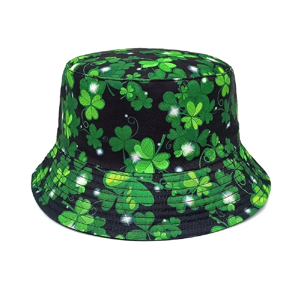 Flower Clover Patterned Double-Sided Bucket Hat