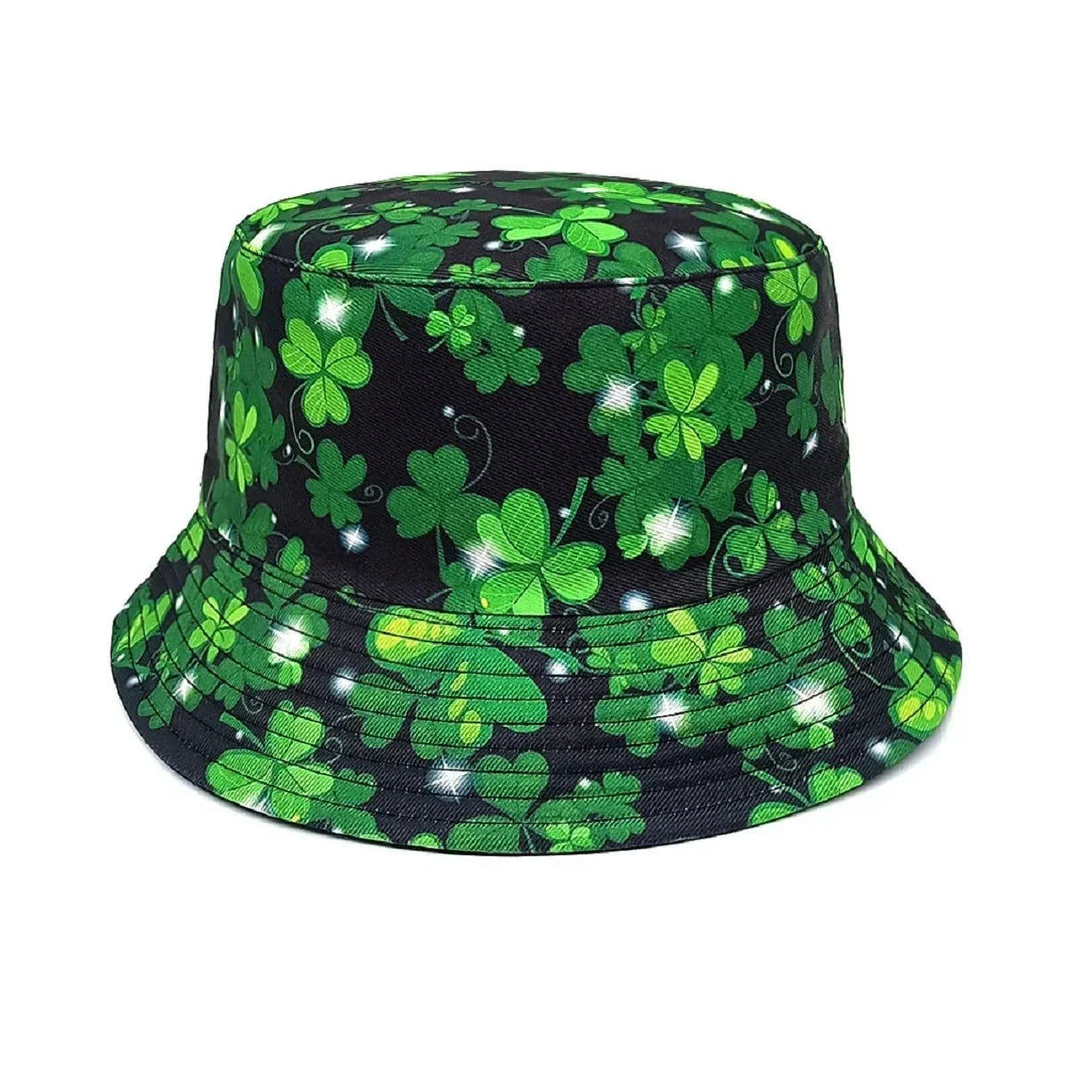 Flower Clover Patterned Double-Sided Bucket Hat