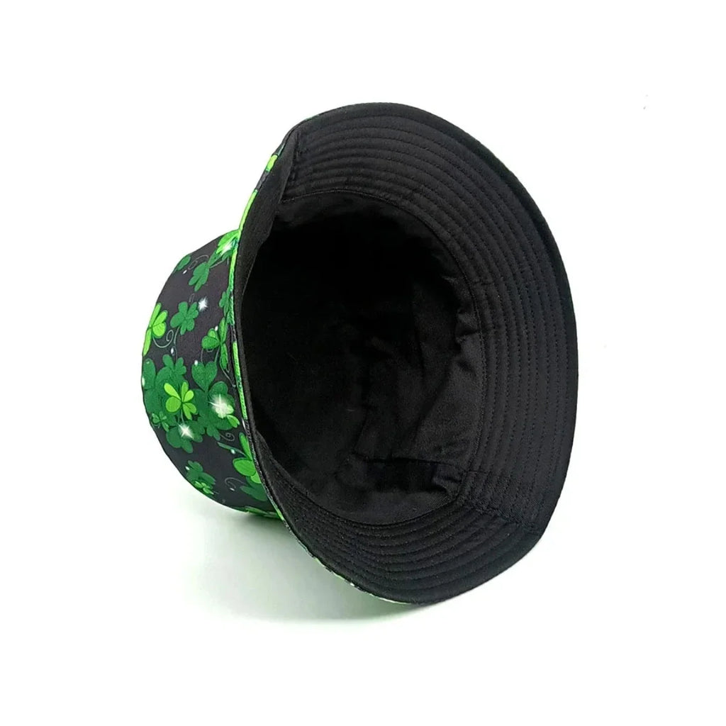 Flower Clover Patterned Double-Sided Bucket Hat