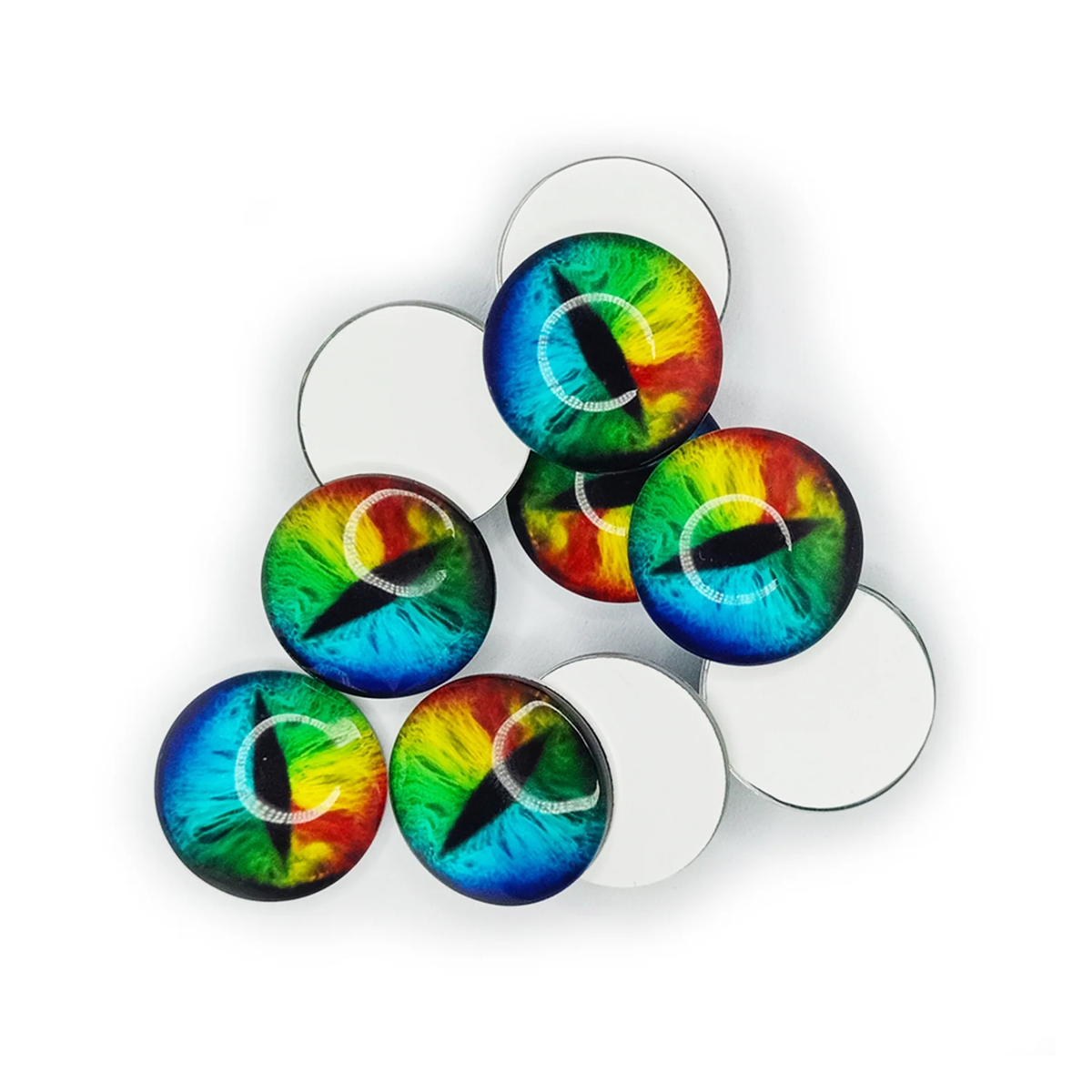 10pcs Glass or Resin Eye Cabochon Thin Pupil Slit Dragon & Cat Eye – Glass 10mm, Glass 12mm, Glass 14mm, Glass 16mm, Glass 18mm, Glass 20mm, Glass 22mm