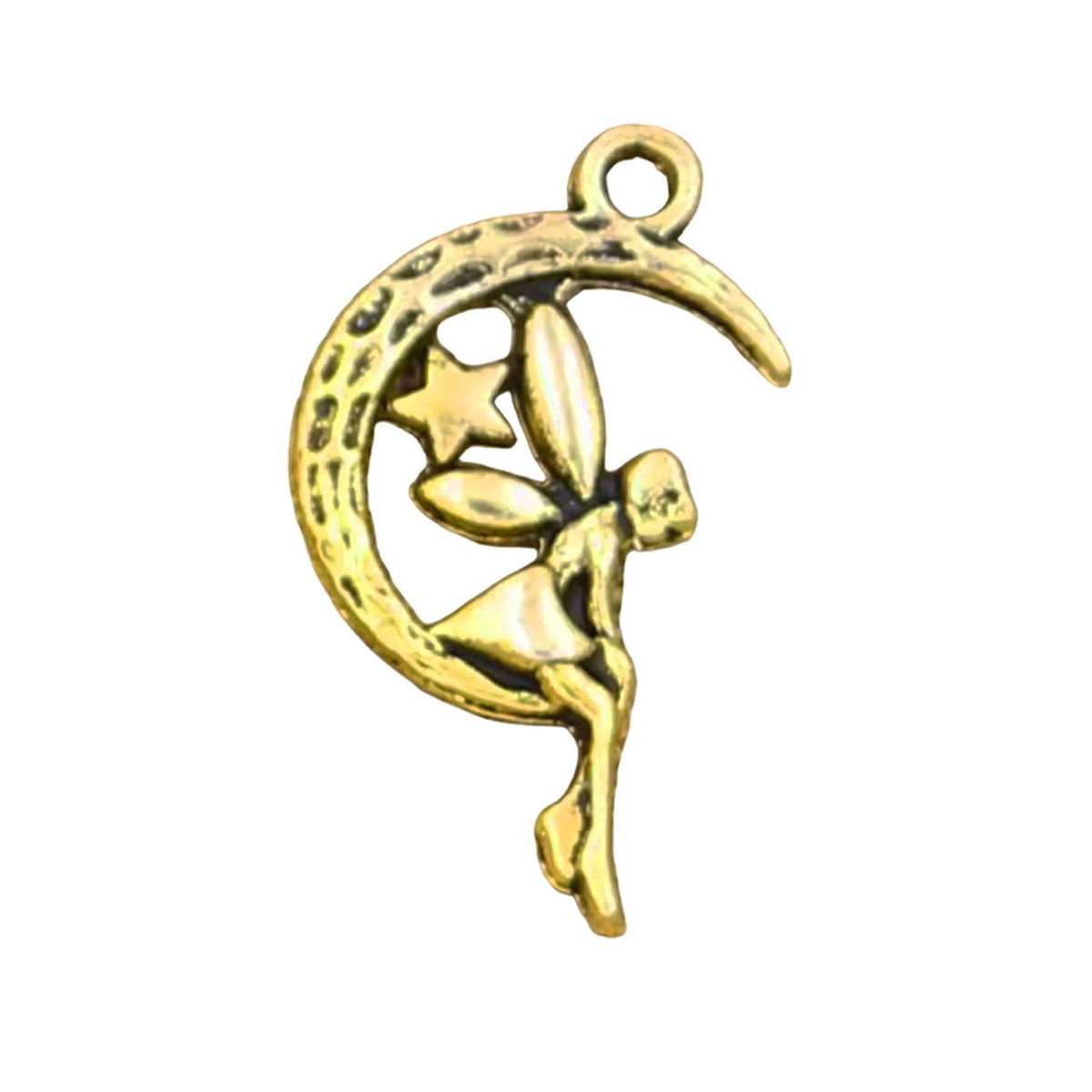 Fairy Angel Moon Star Pendant Charms 25×14mm – 10 or 30 pcs – Gold Fairy / 10, Gold Fairy / 30