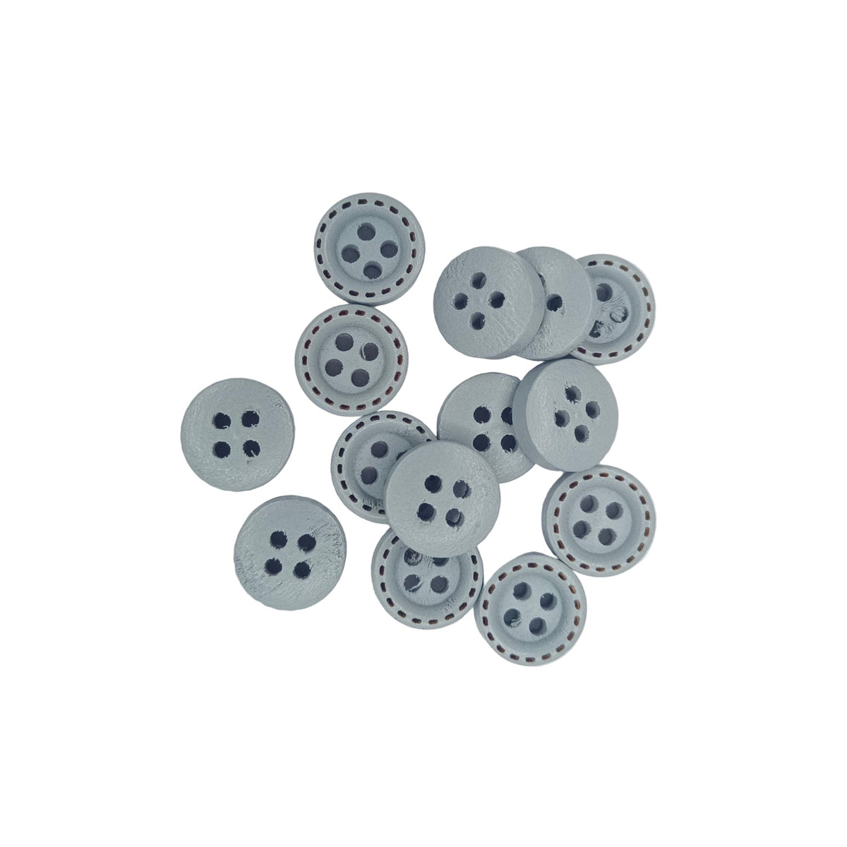 10mm Round Dotted Line Wood Buttons – 25pcs Grey, 200pcs Grey