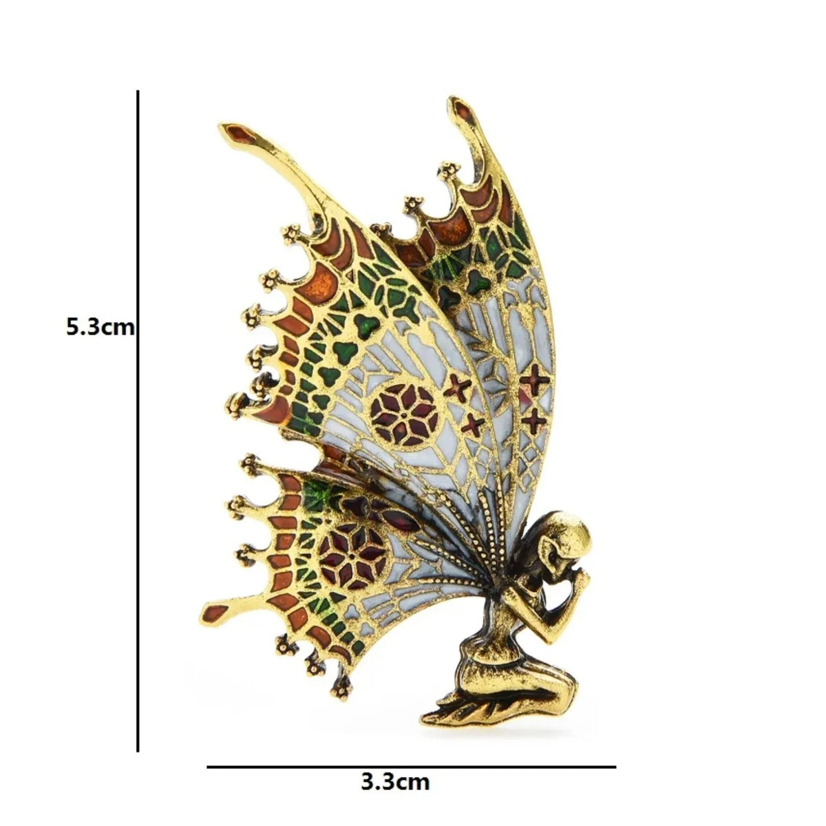 Vintage Fairy Brooch 5.3cm Butterfly Wing Enamel Pin