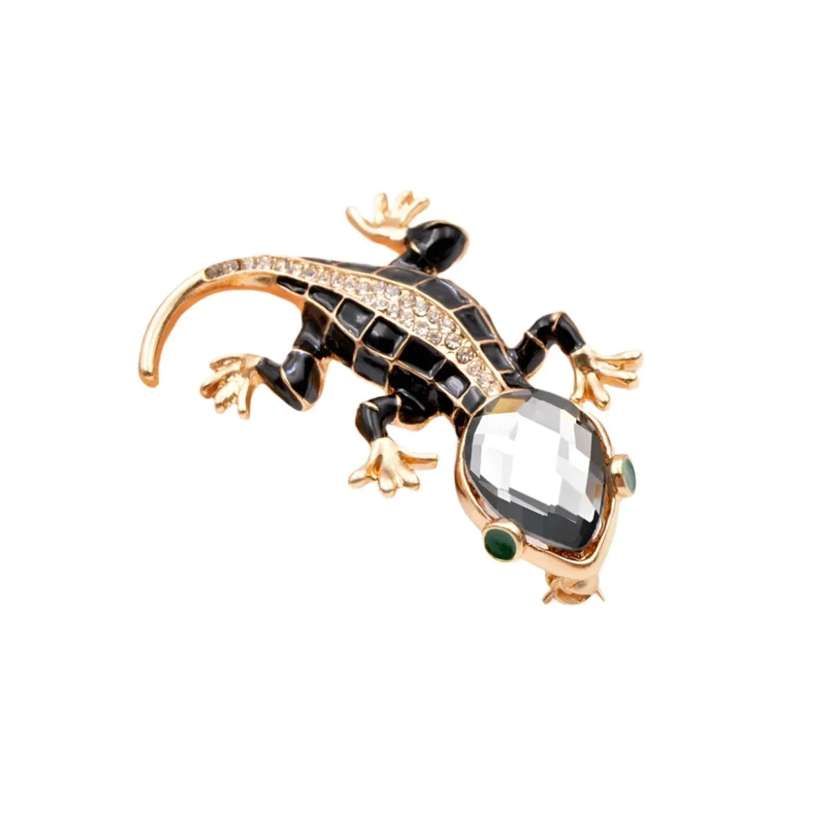 Crystal Lizard Gecko Brooch 5.5cm Black or Gold