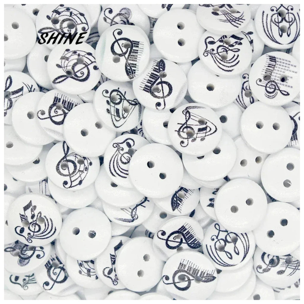 Wooden Musical Instrument Buttons 15mm 50pcs