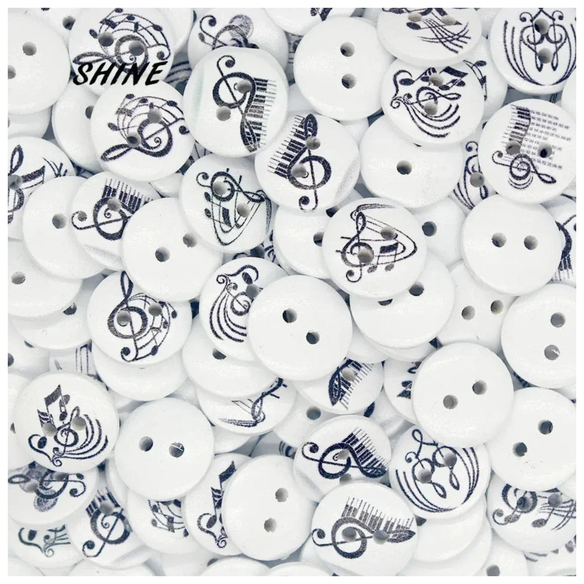 Wooden Musical Instrument Buttons 15mm 50pcs