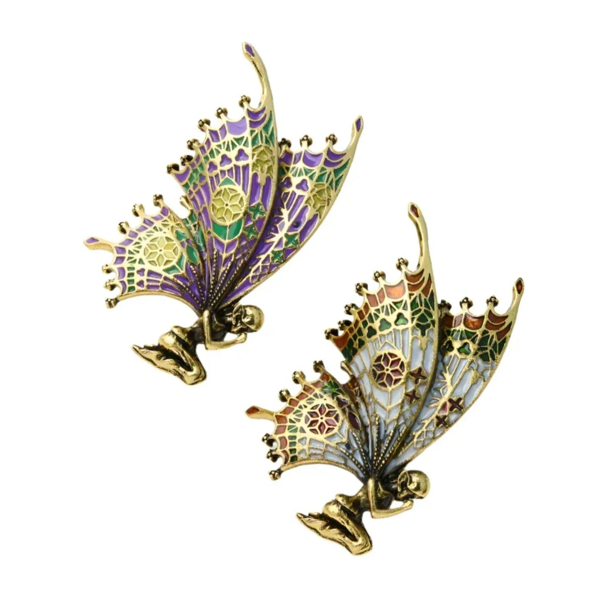 Vintage Fairy Brooch 5.3cm Butterfly Wing Enamel Pin