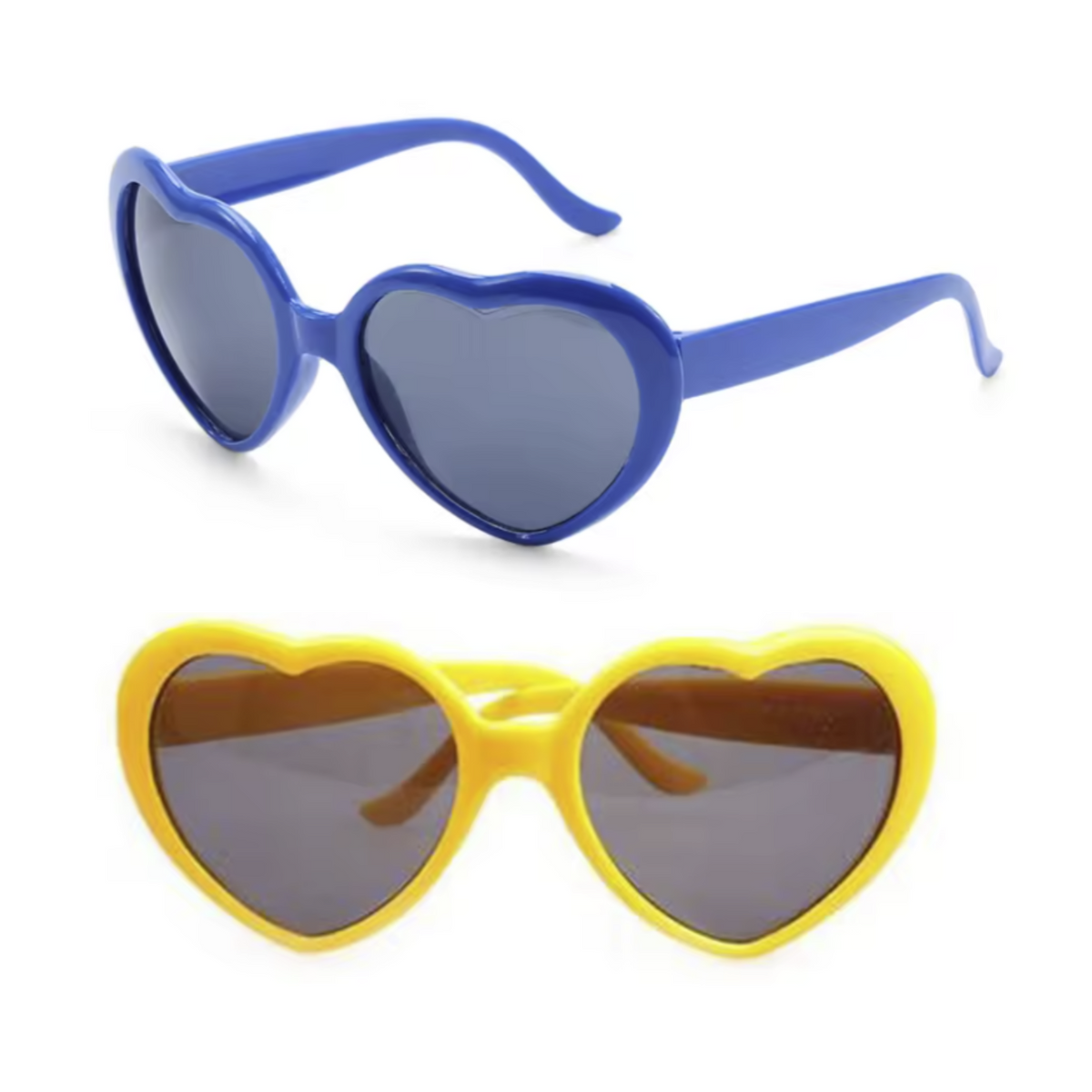 Diffraction Glasses Love Heart Shape Hovering Effect – 2 Pairs – Blue and Yellow