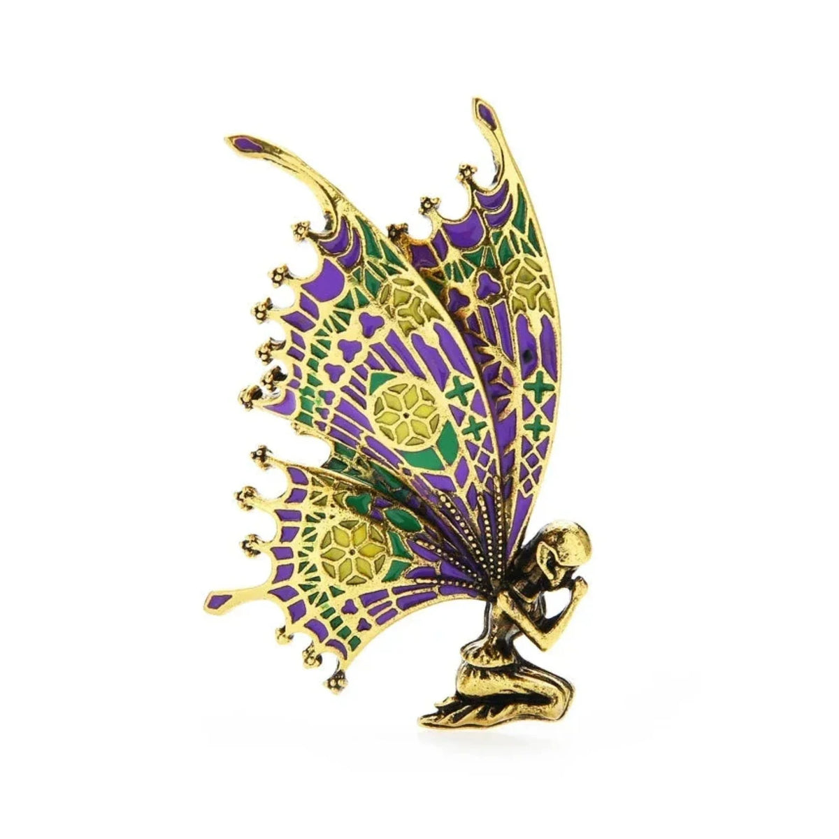 Vintage Fairy Brooch 5.3cm Butterfly Wing Enamel Pin