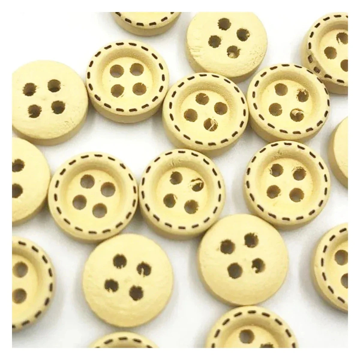 10mm Round Dotted Line Wood Buttons