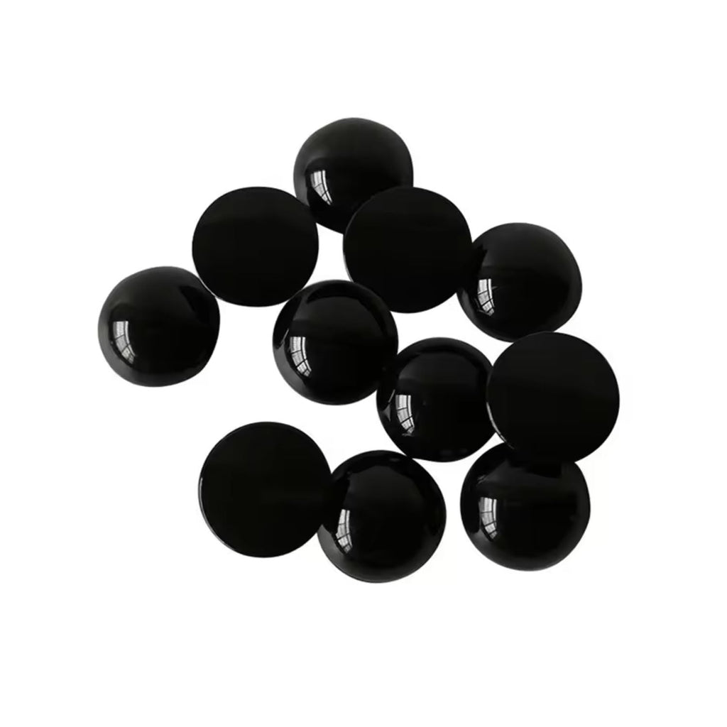 50pcs Imitation ABS Pearl Cabochon Beads 14-16mm Black & White – Black / 14mm, Black / 16mm