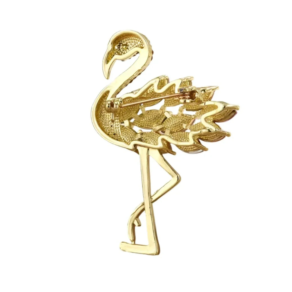 53mm Inlaid Rhinestone Flamingo Brooch Pin Backed
