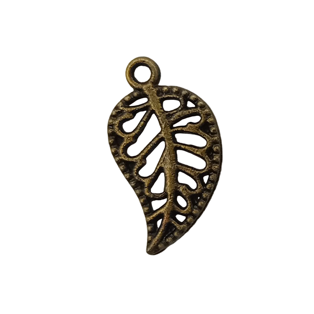 19mm Leaf Style Charms Pendant – Antique Silver, Bronze & Gold – Bronze