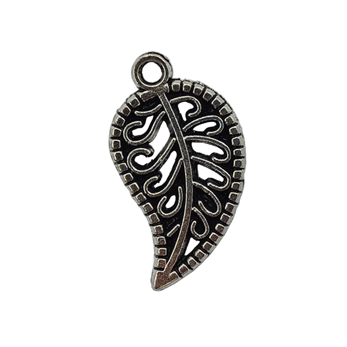 19mm Leaf Style Charms Pendant – Antique Silver, Bronze & Gold – Silver