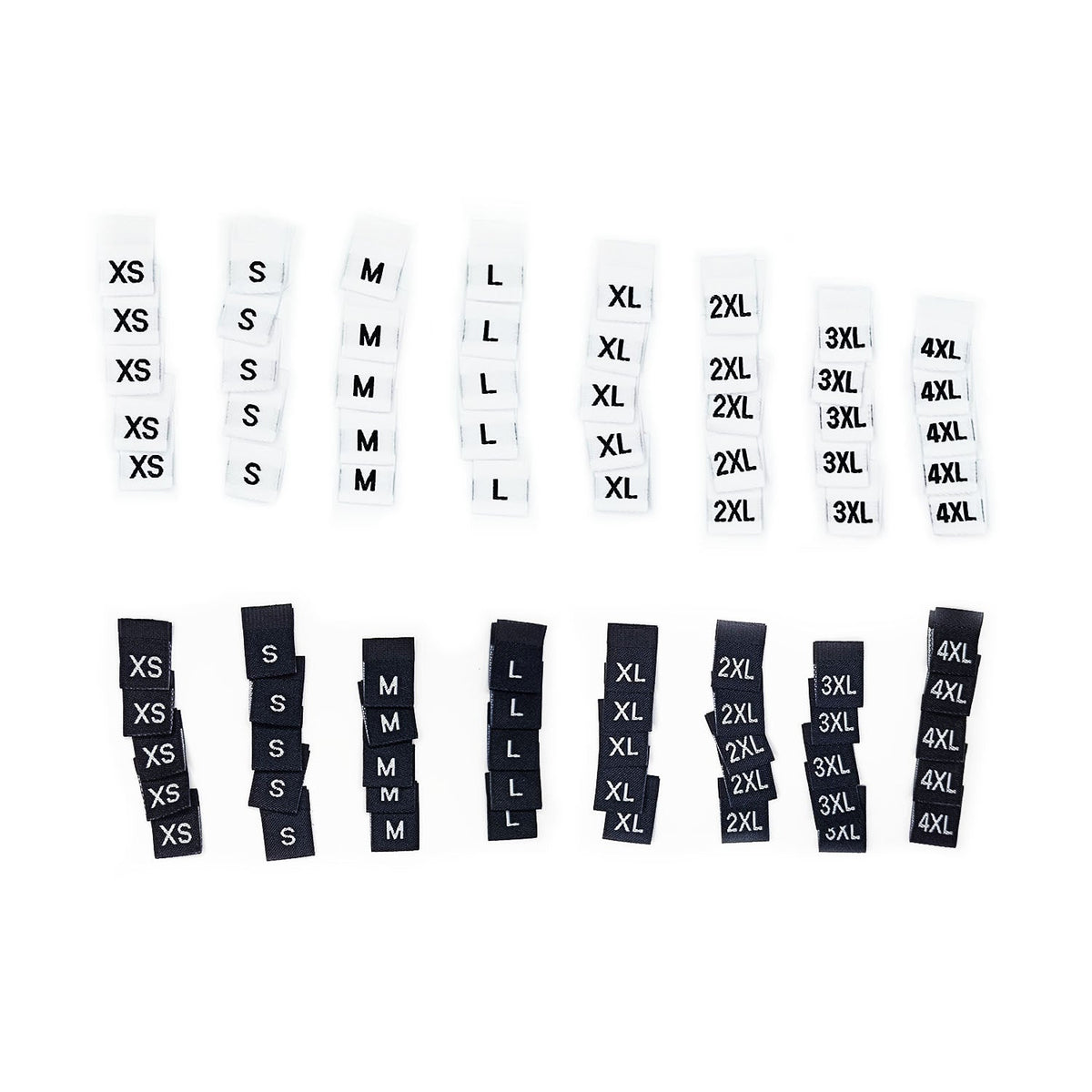 Clothing Size Label Tags 5pcs Each Size Black White