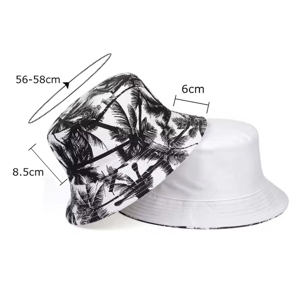 Palm Tree Patterned Double Sided Bucket Hat – Blue Mixed