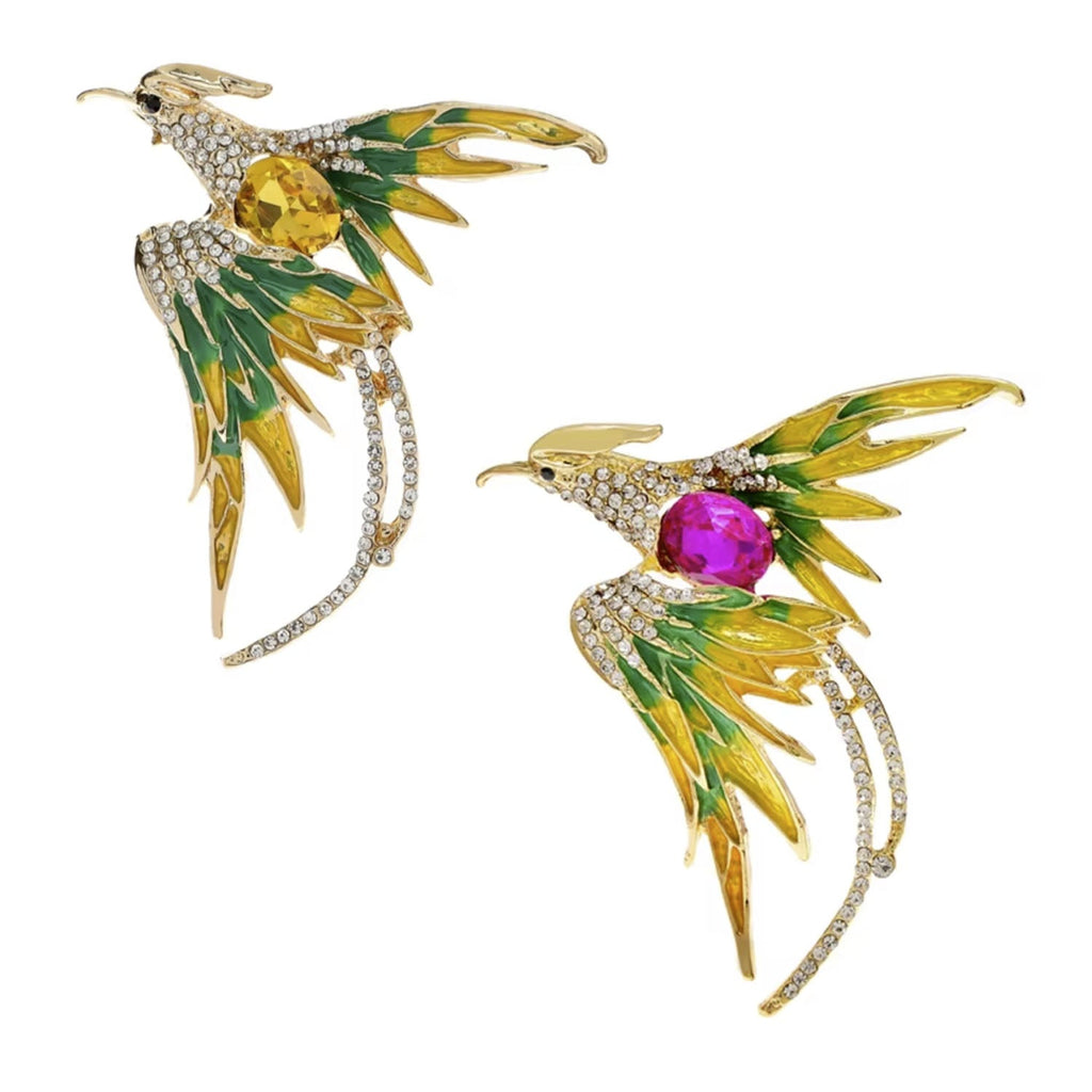 Phoenix Bird Rhinestone Brooch Pin Backed
