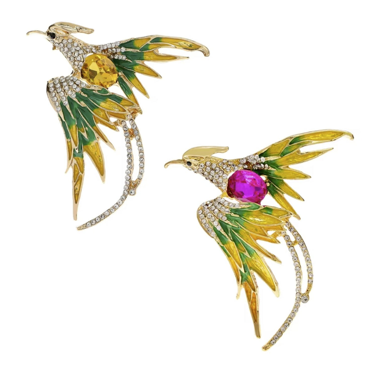 Phoenix Bird Rhinestone Brooch Pin Backed