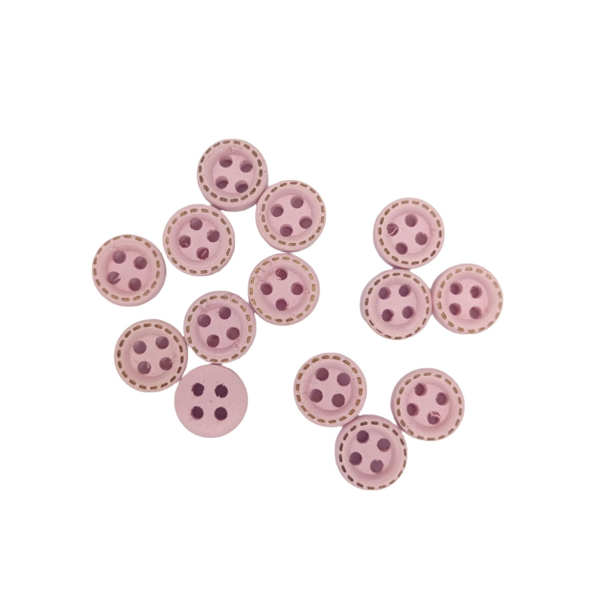 10mm Round Dotted Line Wood Buttons – 25pcs Pink, 200pcs Pink