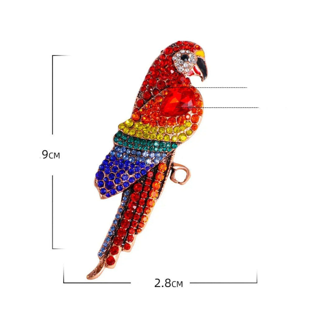 9cm Vintage Parrot Crystal Brooch Pin Backed B1814