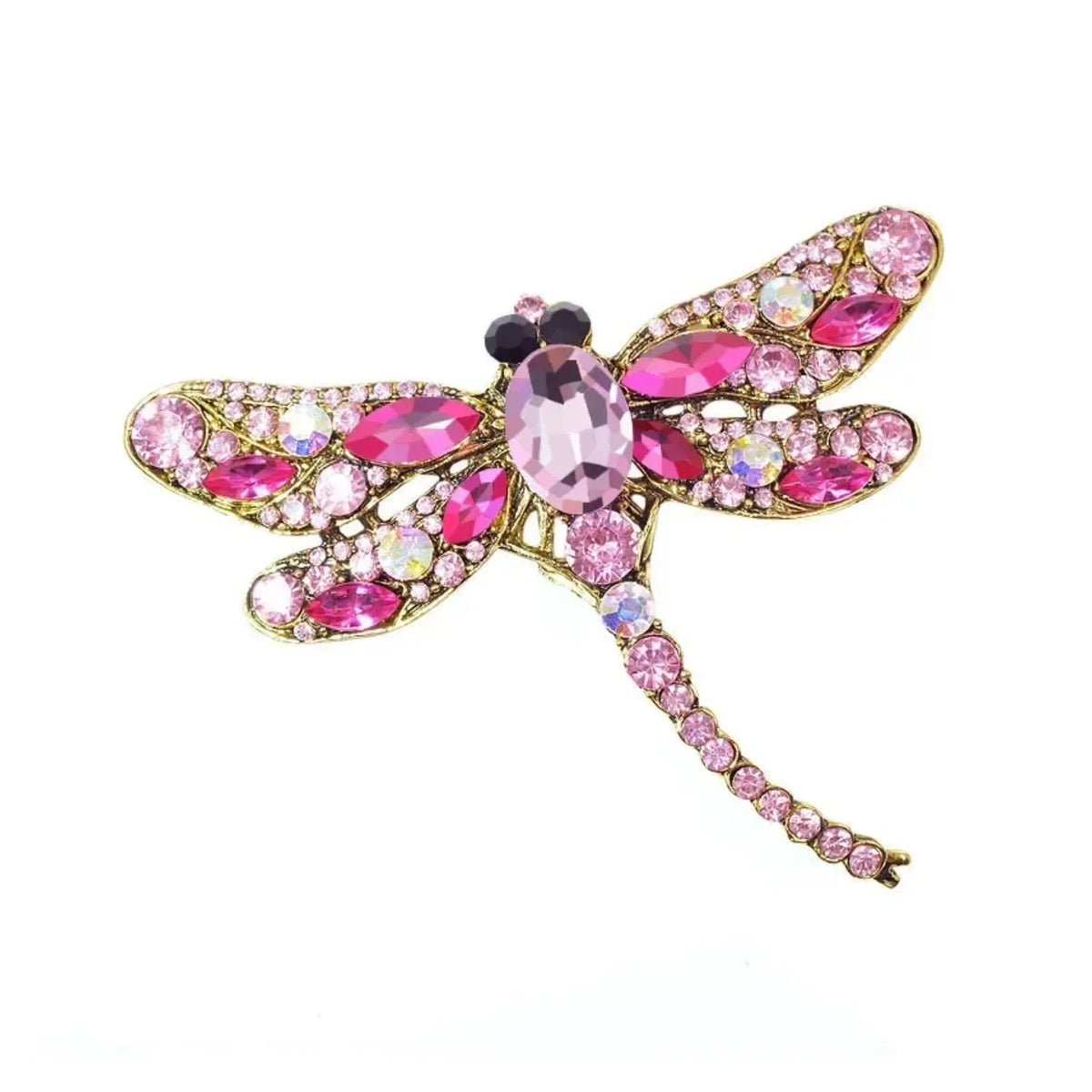 9cm Vintage Rhinestone Dragonfly Brooch – Pink