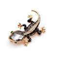 Crystal Lizard Gecko Brooch 5.5cm Black or Gold