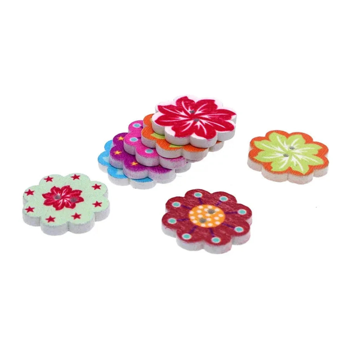 20mm Wooden Sewing Buttons Mixed 2-Hole D133A2 50pcs