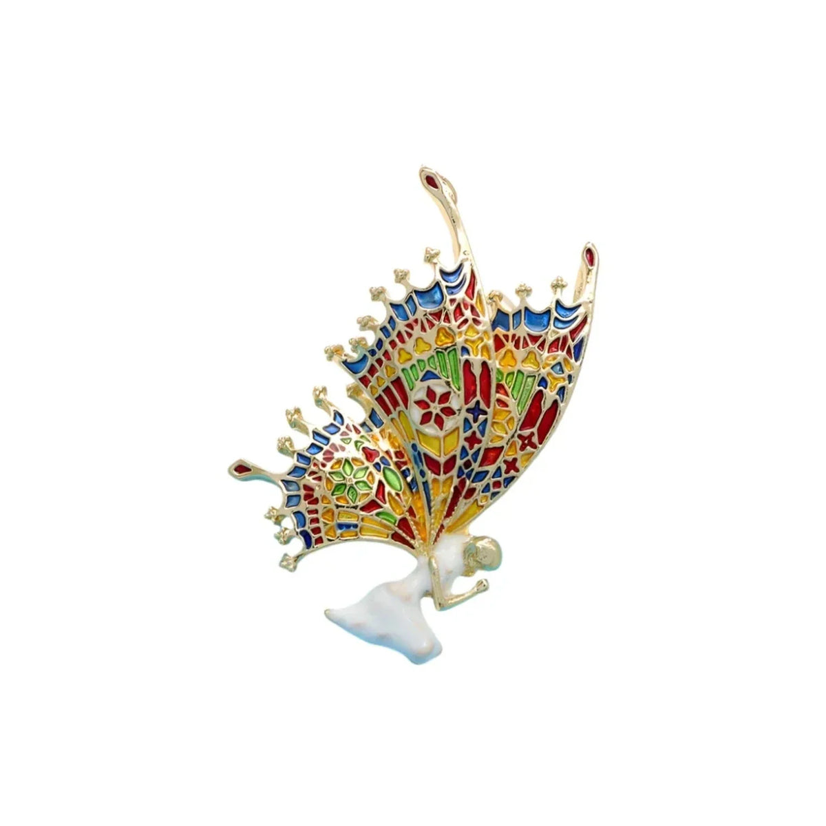 Vintage Fairy Brooch 5.3cm Butterfly Wing Enamel Pin