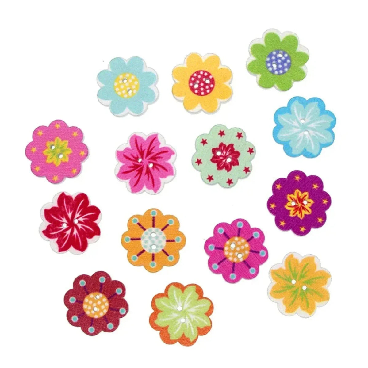 20mm Wooden Sewing Buttons Mixed 2-Hole D133A2 50pcs