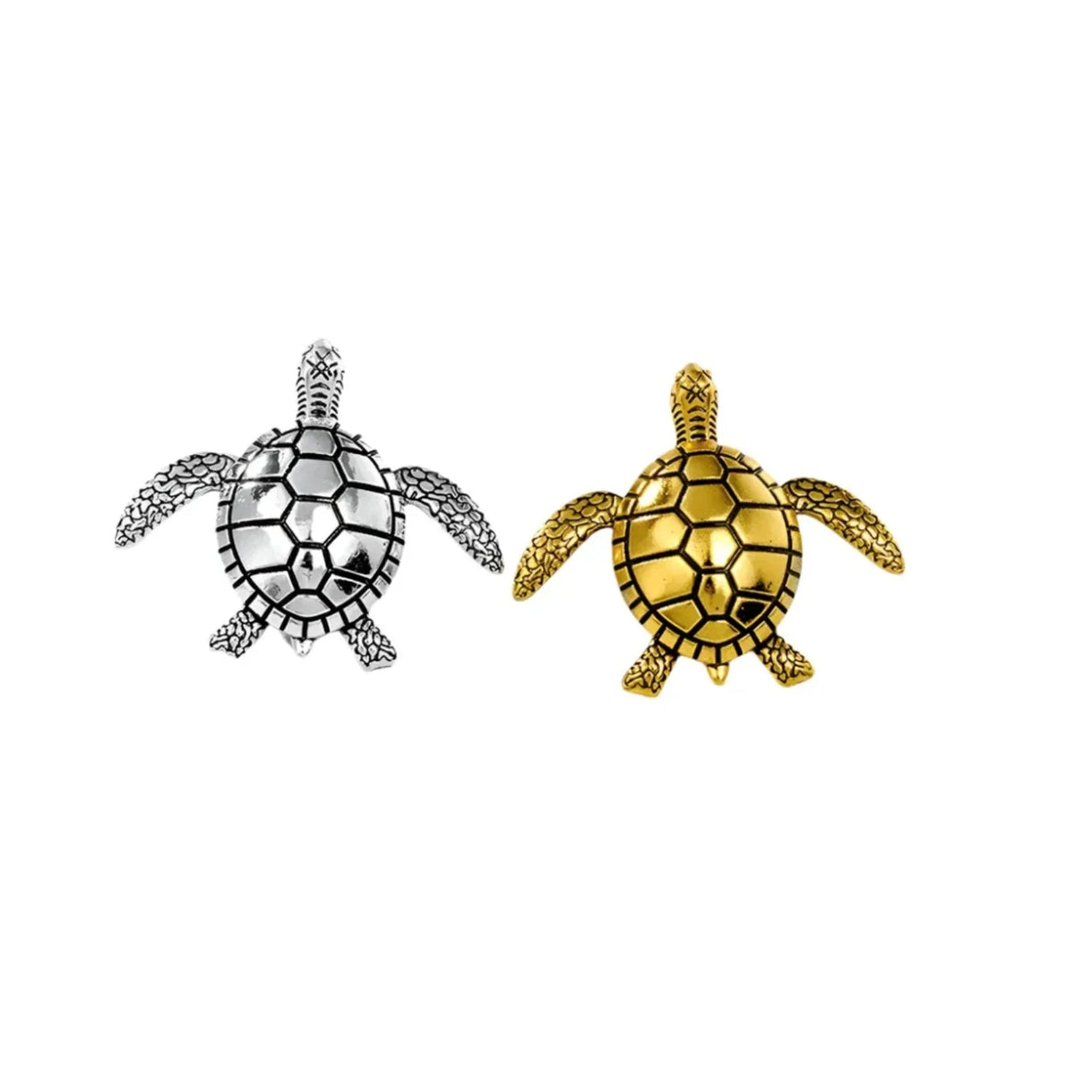 Gold Silver Metal Turtle Brooch Pin Backing 4.6 cm