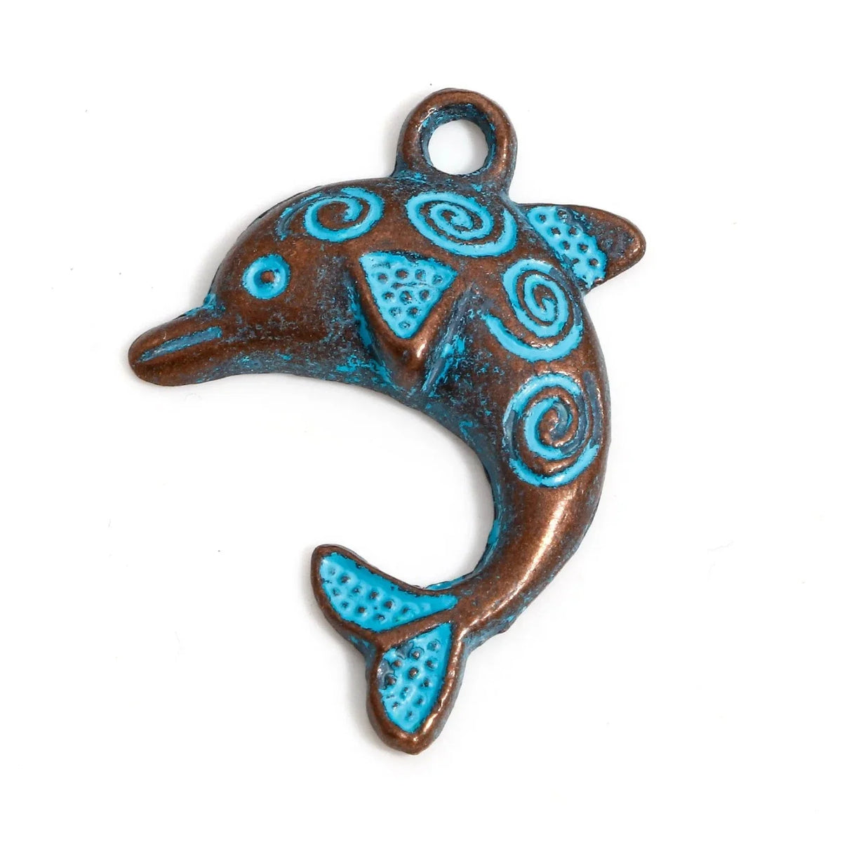 20pcs Vintage Ocean Jewelry Charms Antique Copper Blue Patina – 31x22mm-Style3