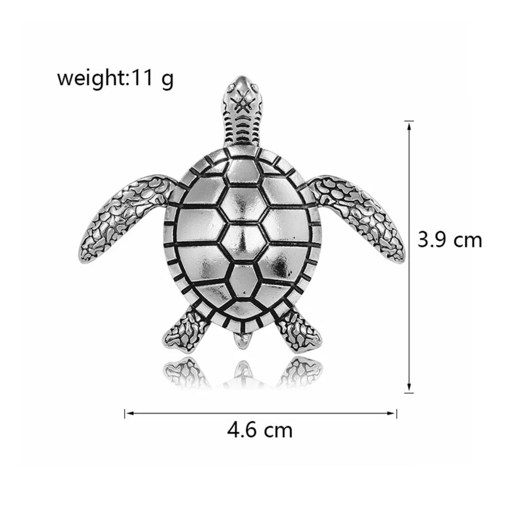 Gold Silver Metal Turtle Brooch Pin Backing 4.6 cm