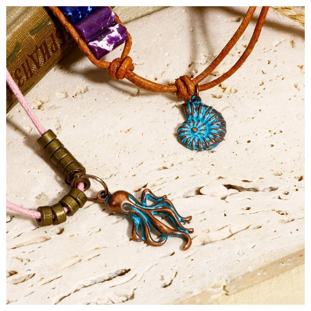 20pcs Vintage Ocean Jewelry Charms Antique Copper Blue Patina