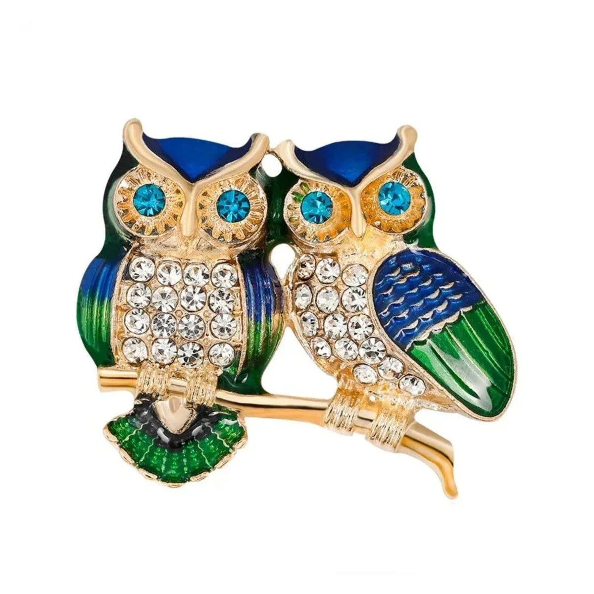33mm Owl Rhinestone Brooch Pin Backed Badge