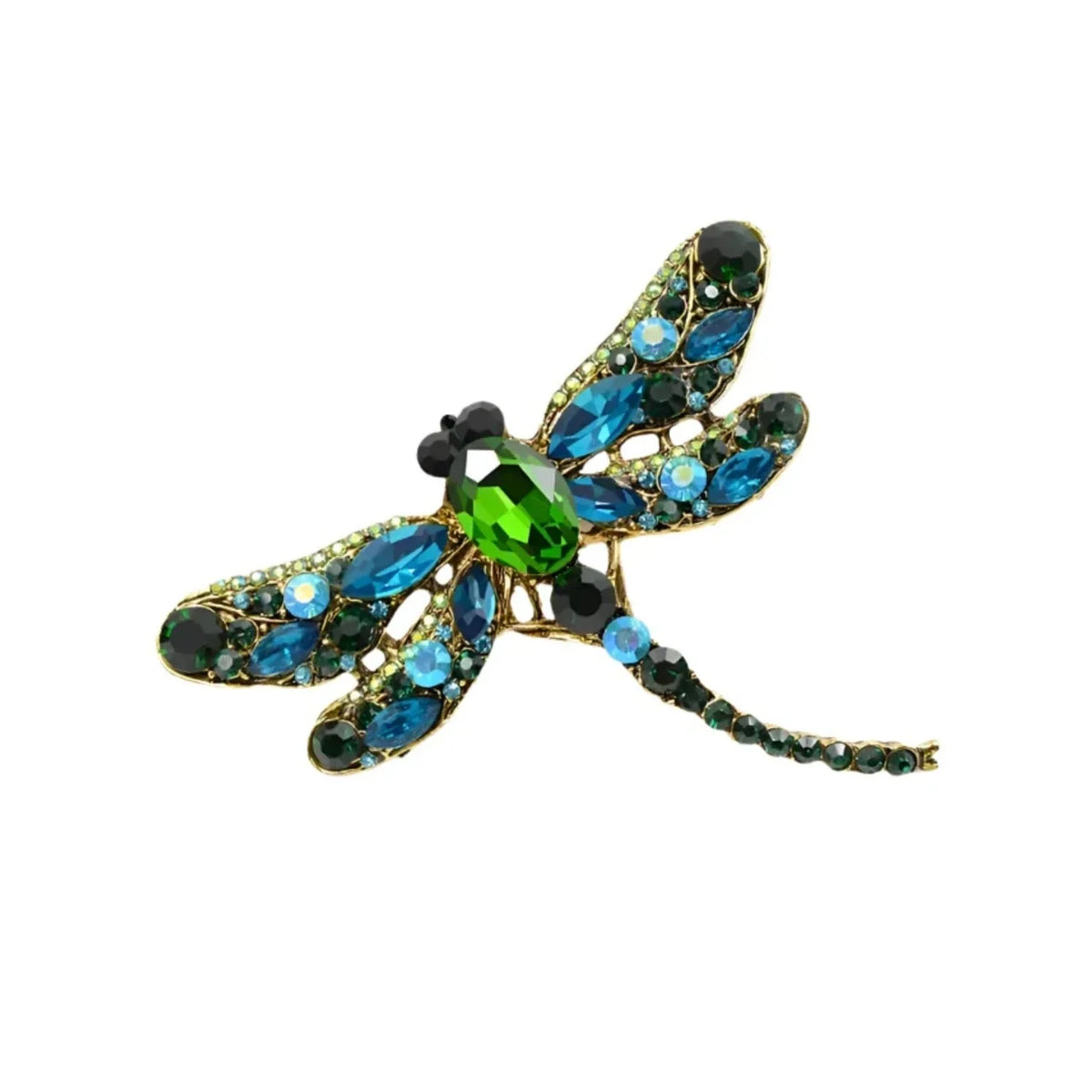 9cm Vintage Rhinestone Dragonfly Brooch