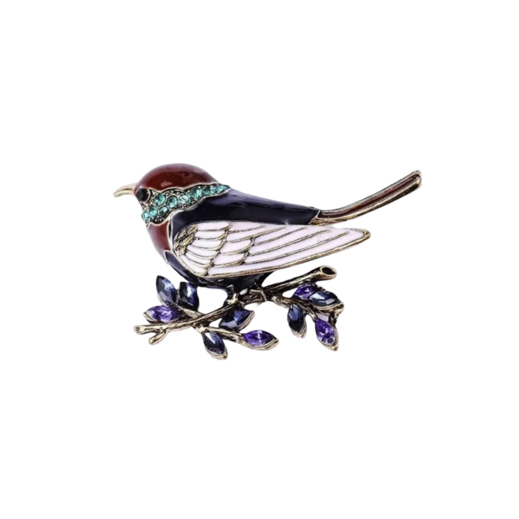 Hummingbird Swallow Rhinestone Brooch Pin 38-45mm – Purple Red White Swallow