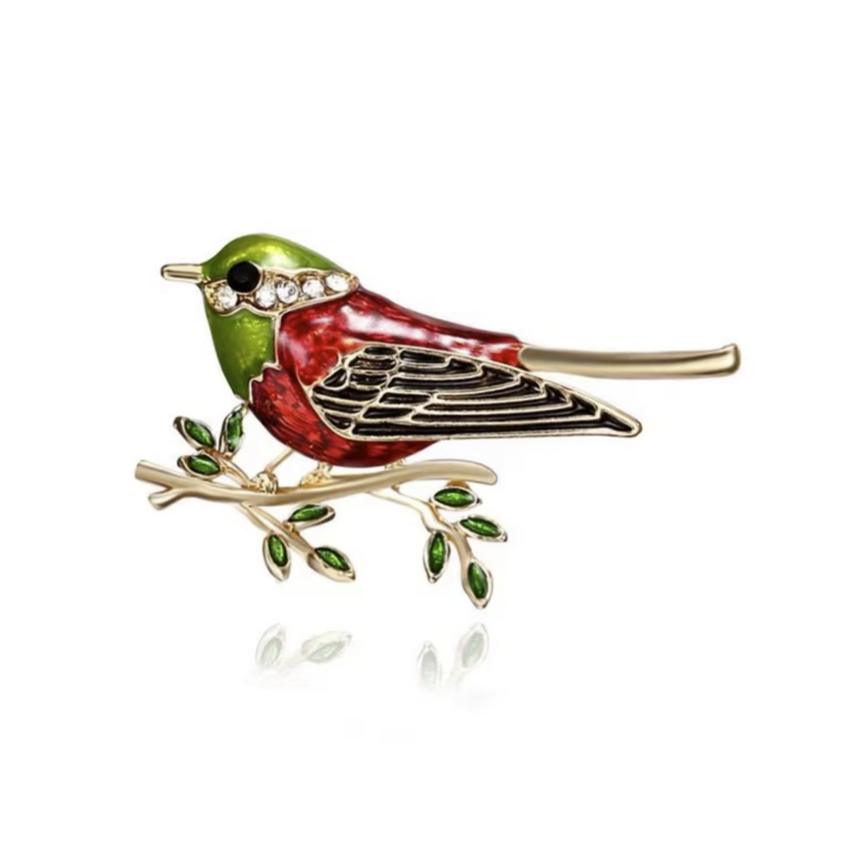 Hummingbird Swallow Rhinestone Brooch Pin 38-45mm – Green Red Black Swallow